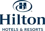 Logo dos Hotéis Hilton, parceiros da VR Festas em organização de eventos hoteleiros e corporativos